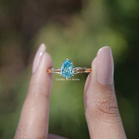 Old Mine Pear Cut Moissanite Split Shank Ring