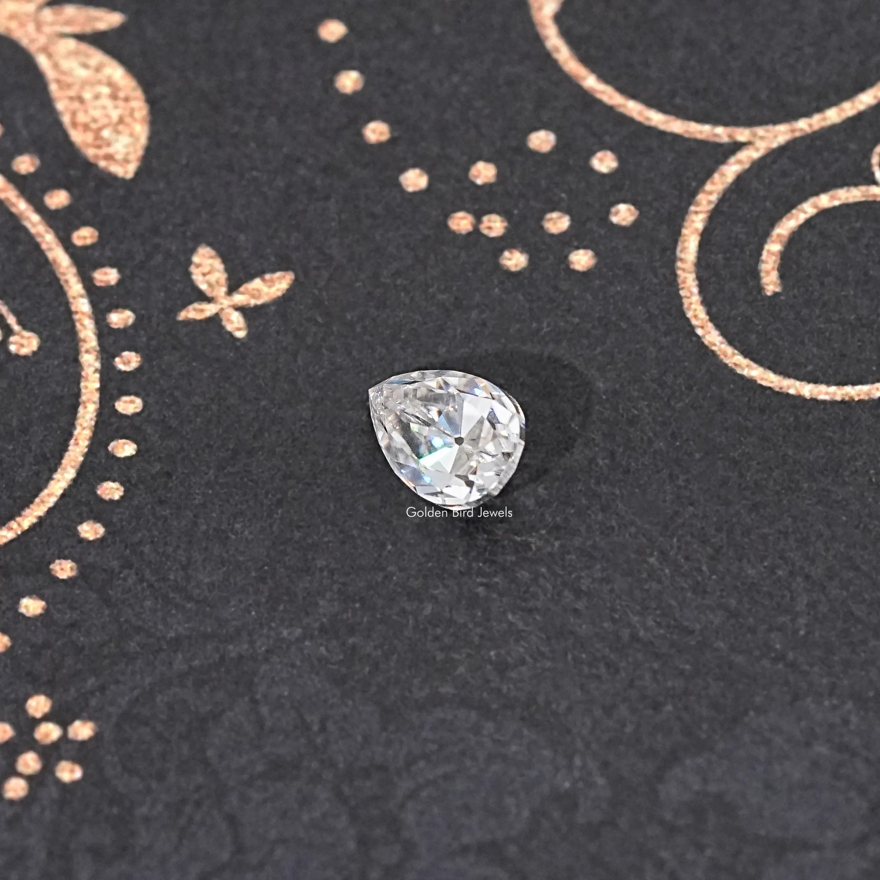 Top View of Old Mine Pear Cut Loose Moissanite Stone