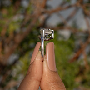 Old Mine Pear Cut Moissanite Carved Solitaire Ring