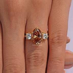 Three Stone Old Mine Oval Cut Solitaire Engagement Ring