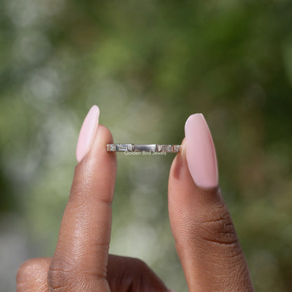 Baguette Cut Moissanite Open Gap Proposal Band