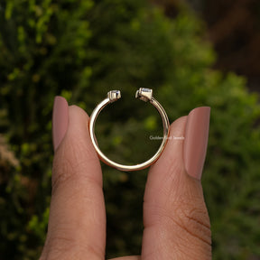 Oval And Emerald Open Cuff Lab Diamond Ring