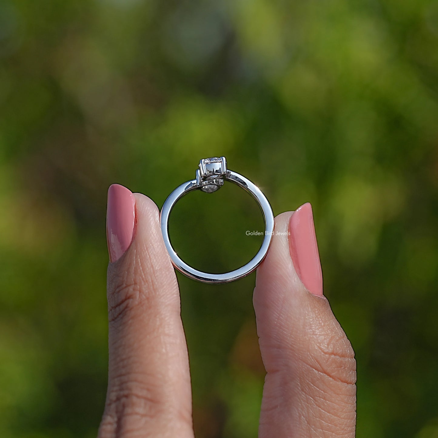 Back View Of Open Cuff Lab Diamond Ring
