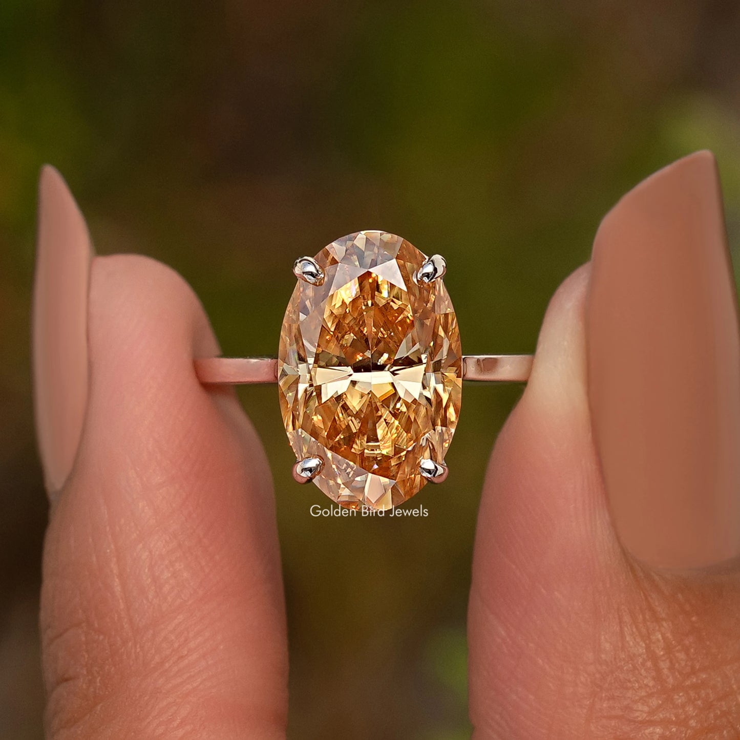 Champagne Oval Shape Moissanite Ring