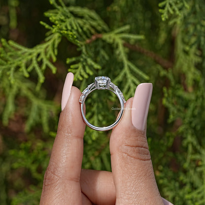 Old Mine Oval Cut Moissanite Diamond Floral Ring