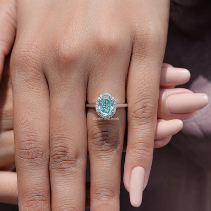 Old Mine Oval Cut Moissanite Diamond Halo Ring