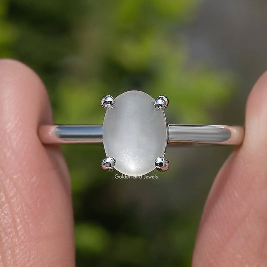 Oval Moonstone Gemstone Solitaire Ring