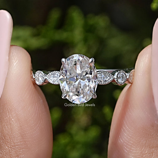 Oval Cut Moissanite Gemstone Engagement Ring