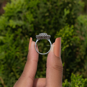 Old Mine Oval Cut Moissanite Halo Ring