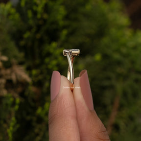 Oval And Emerald Open Cuff Lab Diamond Ring