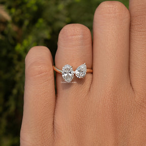 Oval And Pear Cut Lab Diamond Toi Et Moi Ring