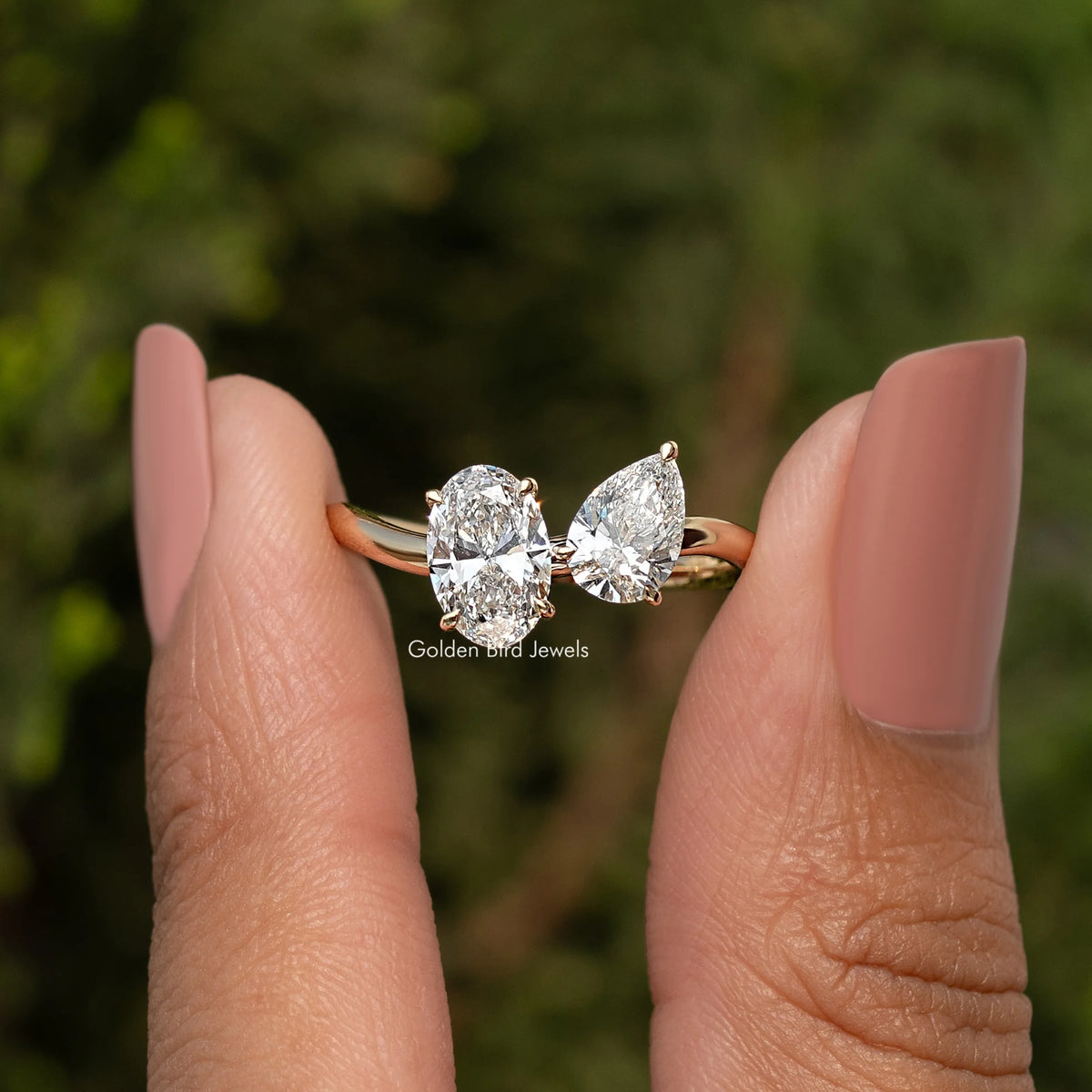 Oval And Pear Cut Lab Diamond Toi Et Moi Ring
