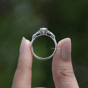 Back view of Oval And Pear Lab Diamond Five Stone Ring