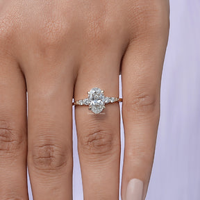 View of Oval And Round Cut Diamond Accent Ring In White Gold
