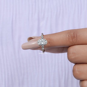 In finger front View of Oval And Round Cut Lab Diamond Five Stone Ring In White Gold