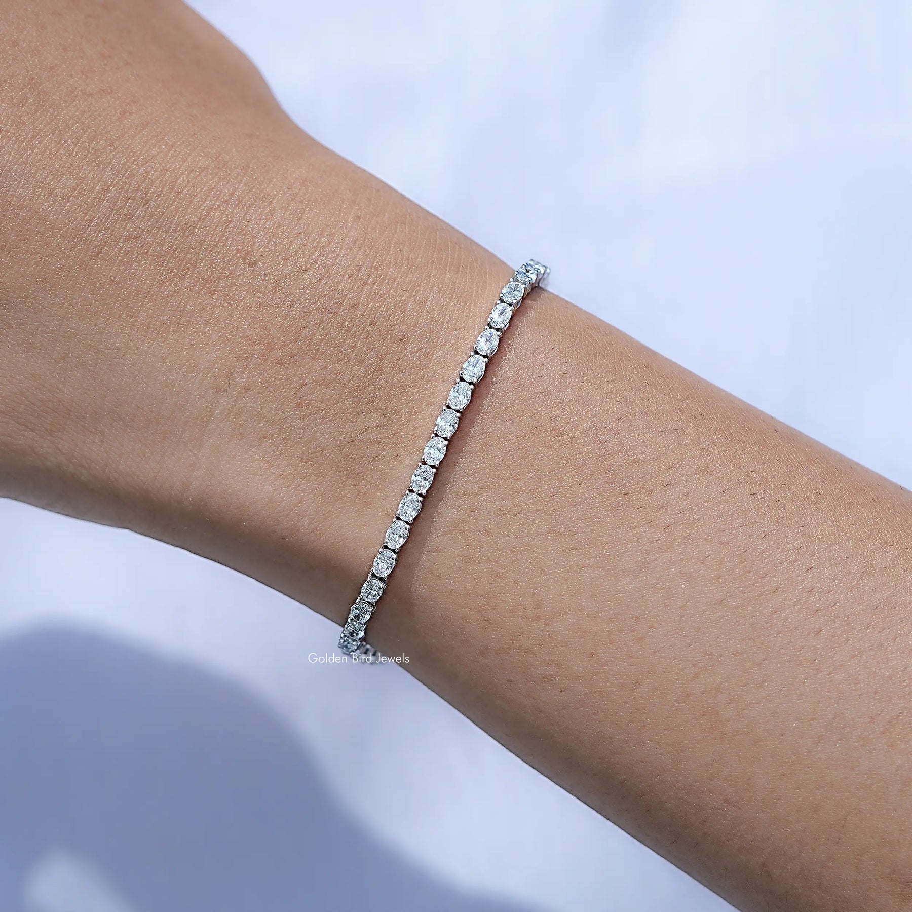 Detailed View of Oval Cut Lab Tennis Bracelet
