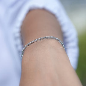 Oval Cut Diamond Tennis Steel Bracelet