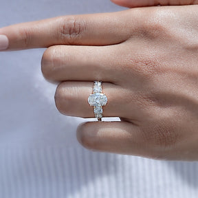 Detailed view of Oval Cut Lab Diamond Five Stone Ring