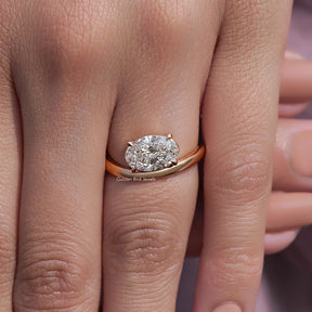 Oval Cut Curved Solitaire Bridal Set Engagement Ring