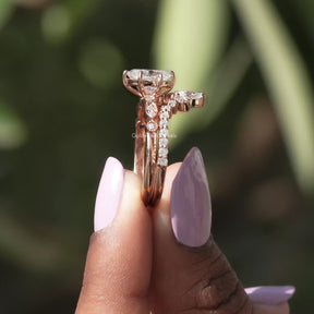 Oval Cut Moissanite Ring With Marquise Cut  In two finger