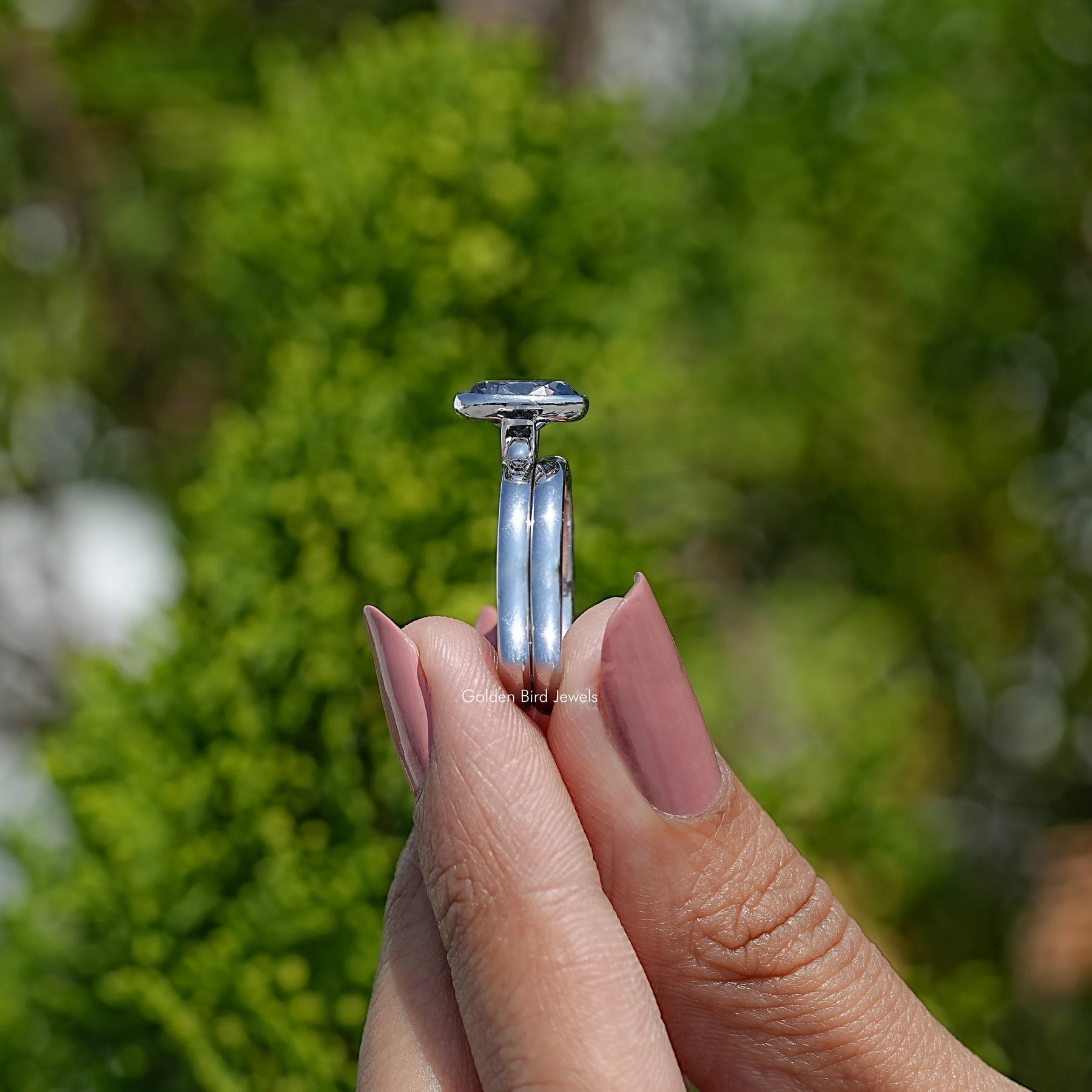 Oval Shaped Moissanite Bridal Wedding Ring Set