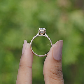 Oval Moissanite Bridge Accent Engagement Ring