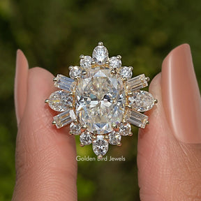 Oval Cut Moissanite Halo Engagement Ring