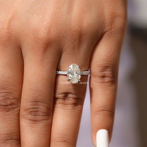 View of Oval Cut Moissanite Ring In White Gold