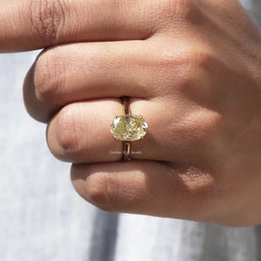 View of Solitaire Oval Cut Moissanite Ring In finger