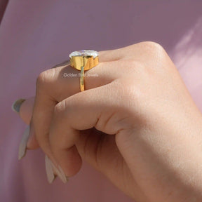 View of Oval Cut  Classic Ring Made In Yellow Gold