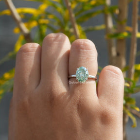View of Oval Cut Moissanite Solitaire Engagement Ring In White Gold