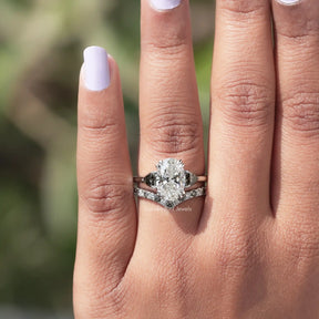 View of Oval Lab Diamond Bridal Ring Set In White Gold