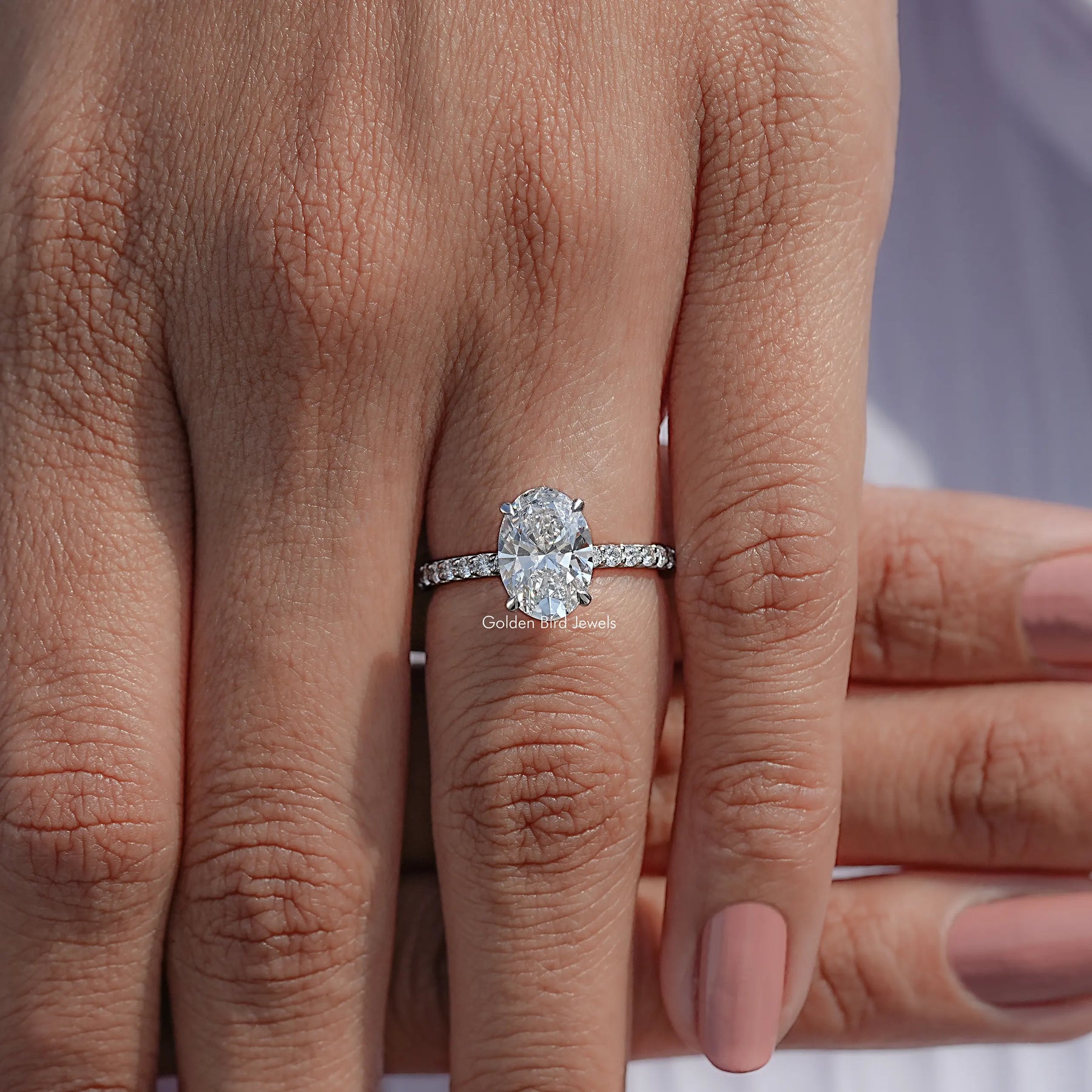 Oval Cut Lab Diamond Engagement Ring