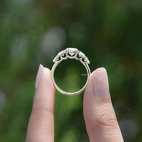 Back view of Oval Cut Lab Diamond Five Stone Ring