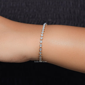 East West Oval Cut Lab Diamond Tennis Bracelet