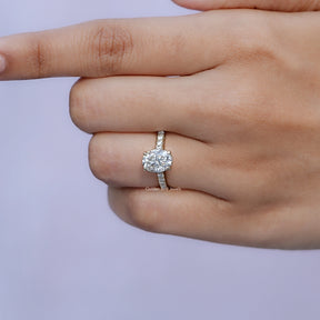 Oval Moissanite Bridge Accent Engagement Ring