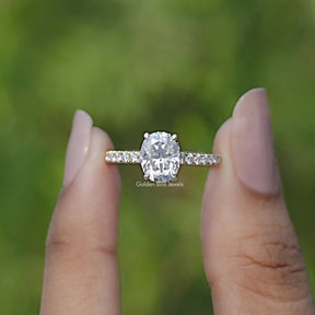 Oval Moissanite Bridge Accent Engagement Ring