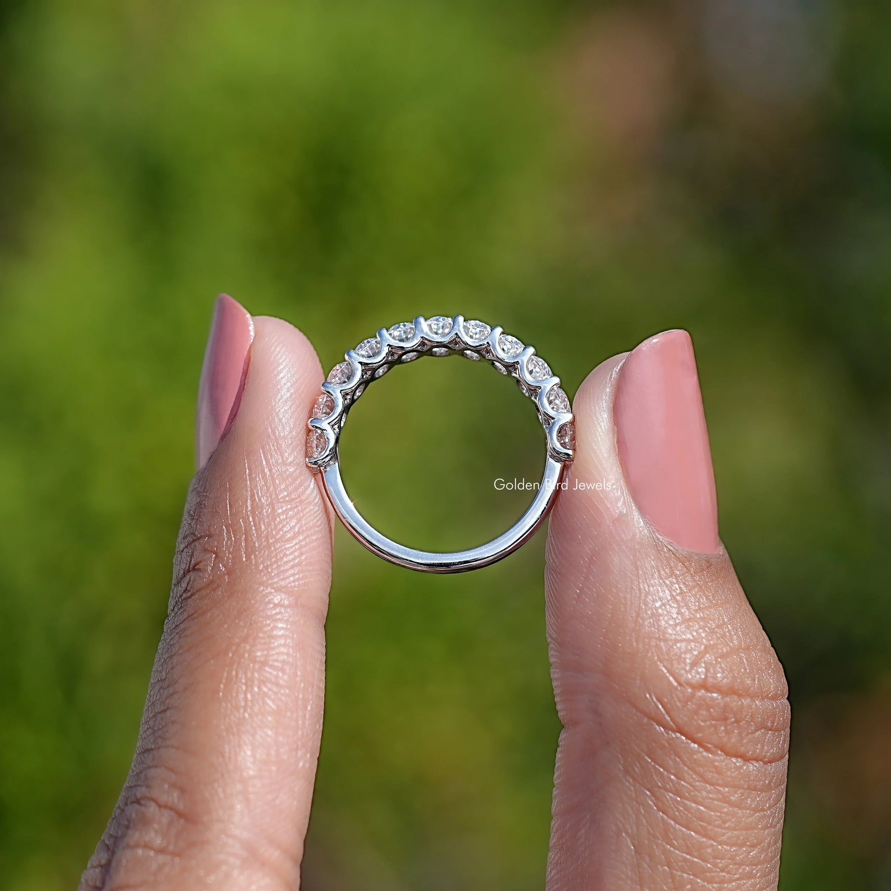 Oval Shaped Moissanite Half Eternity Band