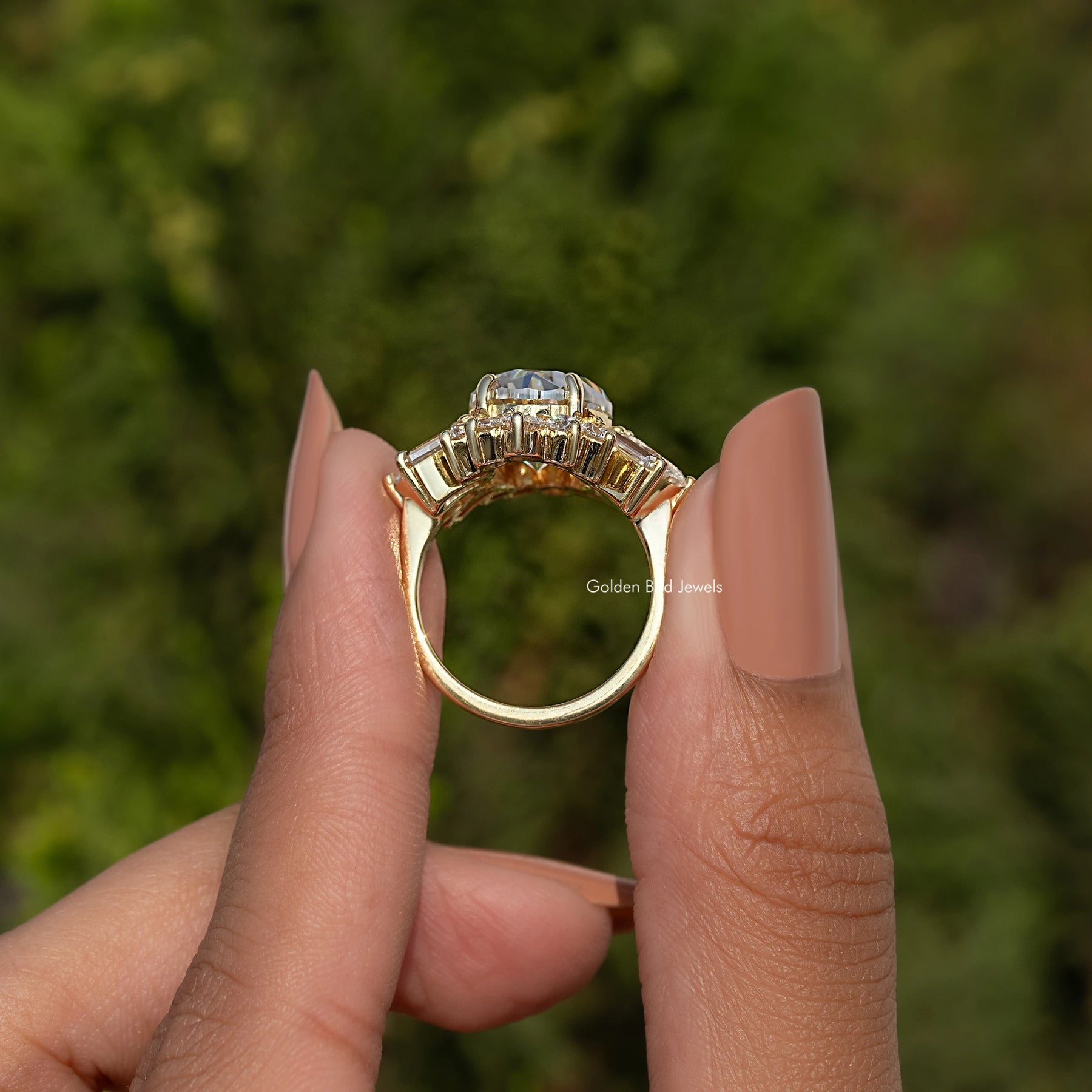 Oval Cut Moissanite Halo Engagement Ring