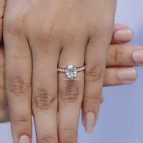 Oval Moissanite Bridge Accent Engagement Ring