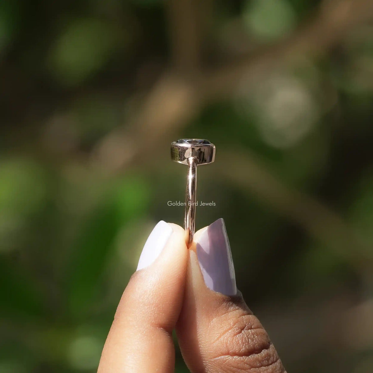 Bezel Set Oval Shaped Moissanite Solitaire Ring