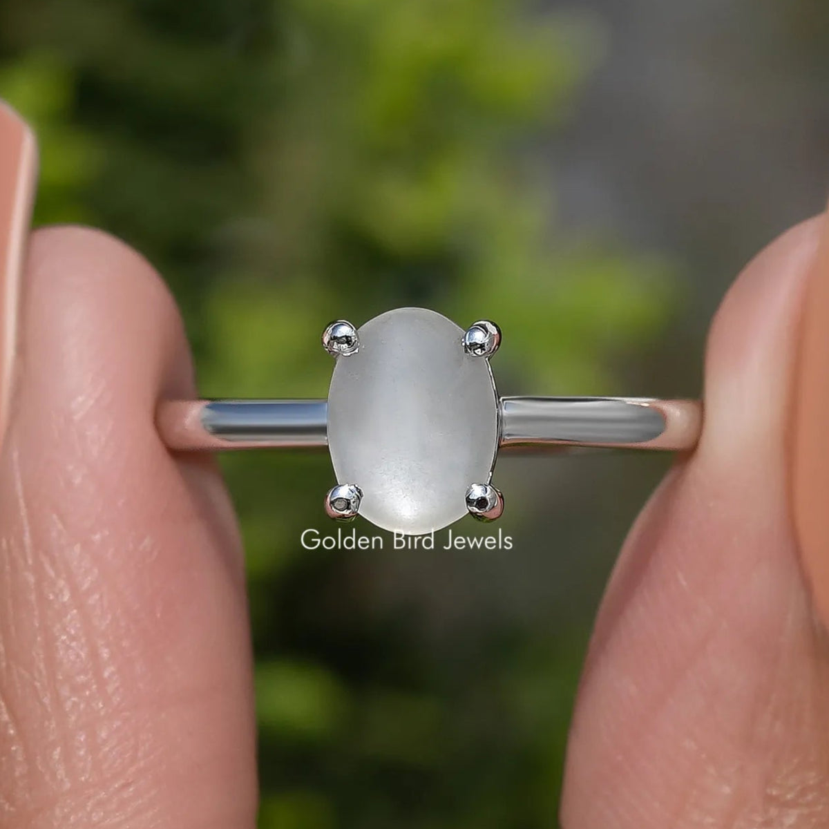 Oval Moonstone Gemstone Solitaire Engagement Ring