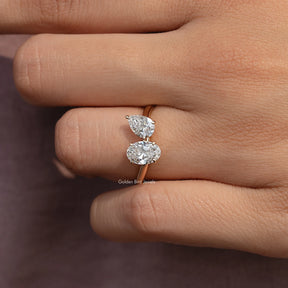Oval And Pear Cut Lab Diamond Toi Et Moi Ring