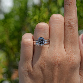 Oval Shaped Moissanite Bridal Wedding Ring Set