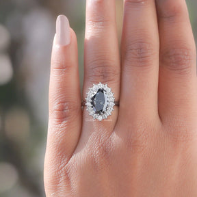 Oval Shaped Moissanite Halo Engagement Ring