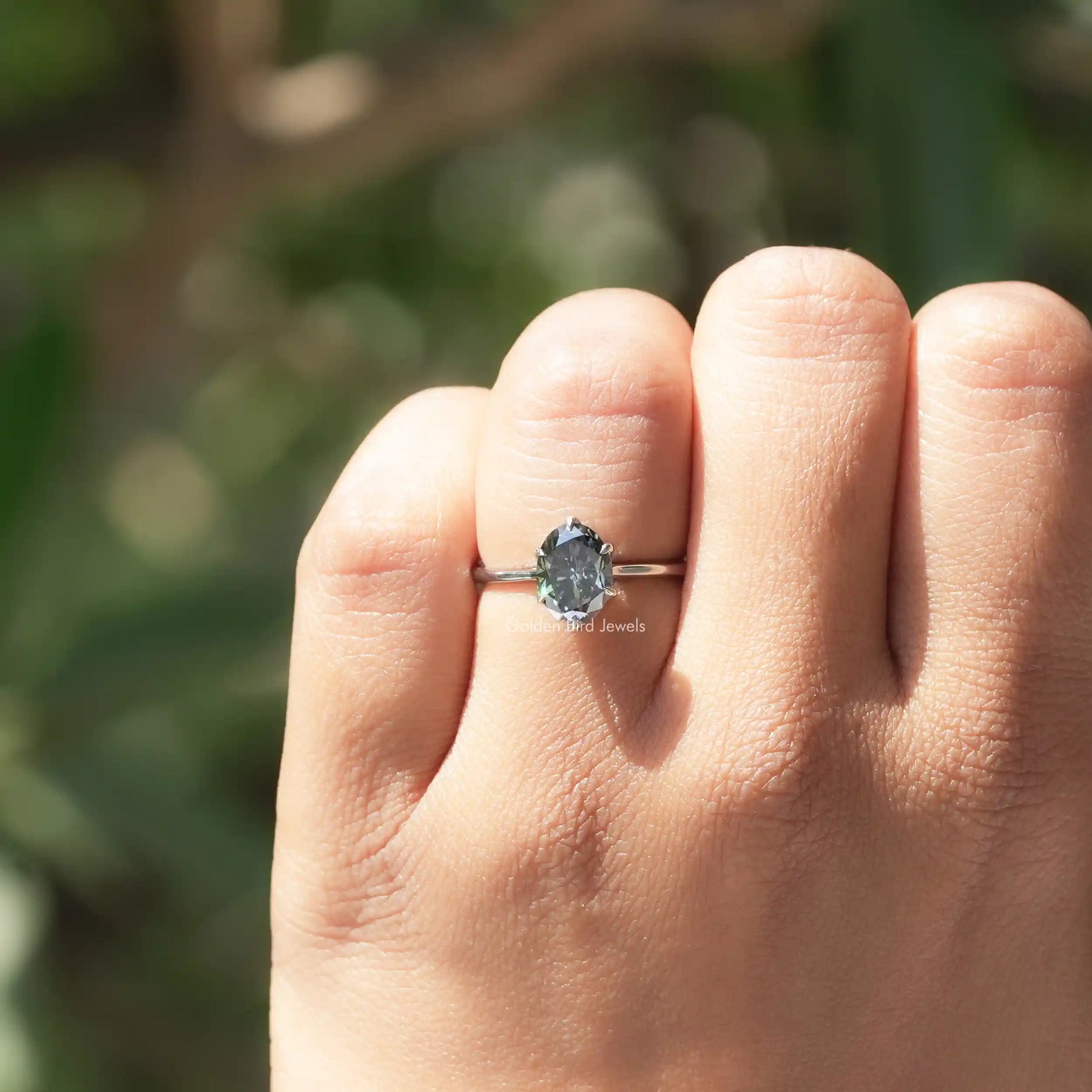 Oval Cut Solitaire Moissanite Engagement Ring