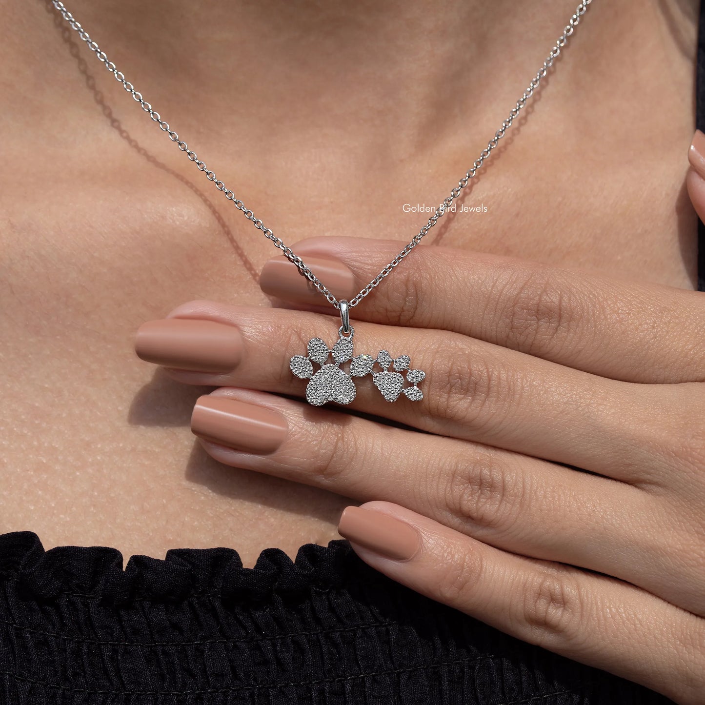Paw Shaped Round Cut Lab Diamond Pendant