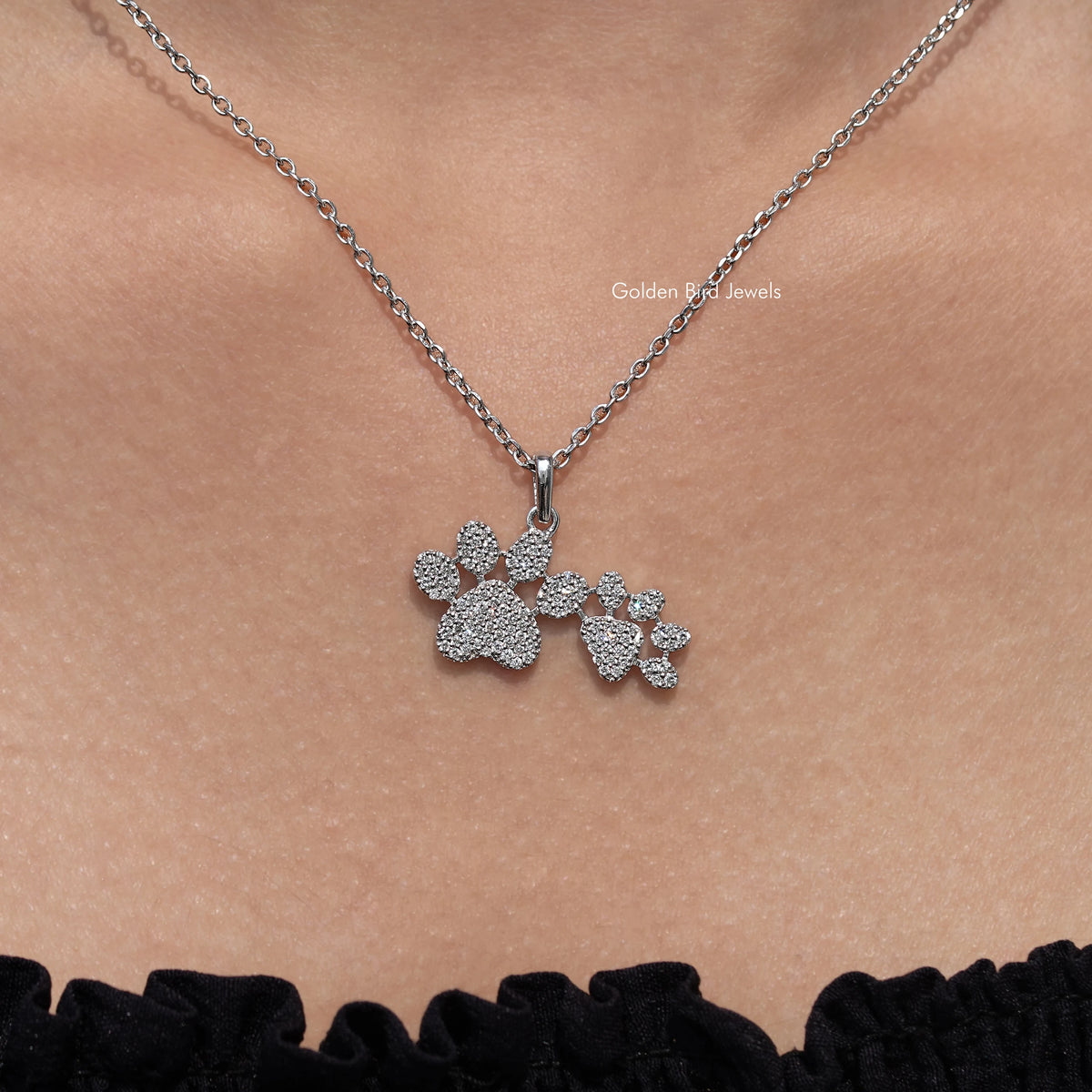 Paw Shaped Round Cut Lab Diamond Pendant
