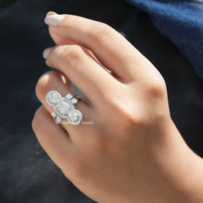 Pear Cut Moissanite Engagement Ring In Finger