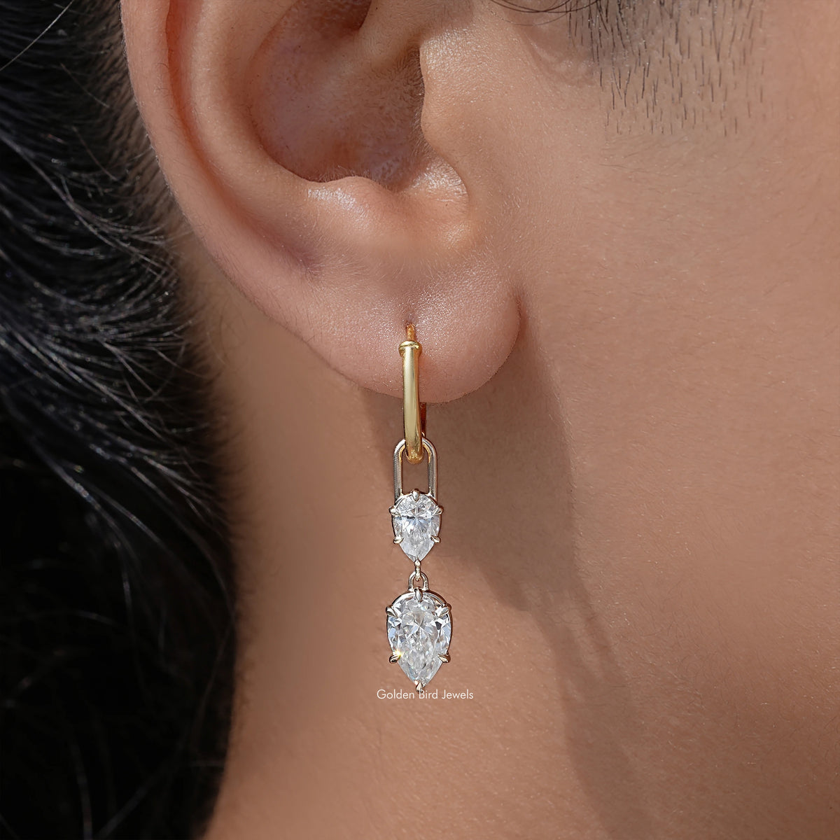 Pear Cut Moissanite Dangle Drop Earrings